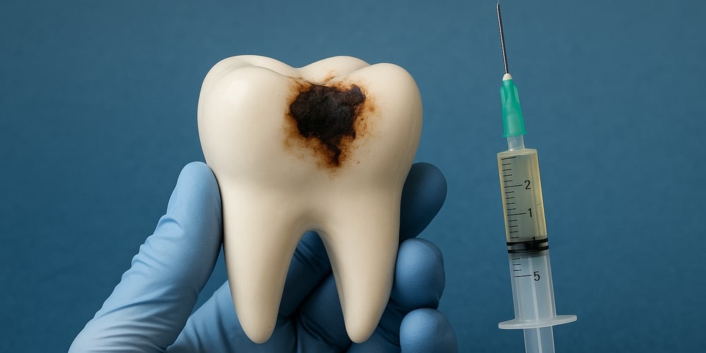 Laboratuvarda DNA/mRNA tabanlı diş çürüğü aşısı testi yapılırken çekilmiş makro fotoğraf.