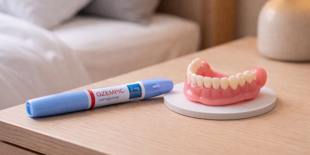 masa üzerinde ozempic ve takma diş